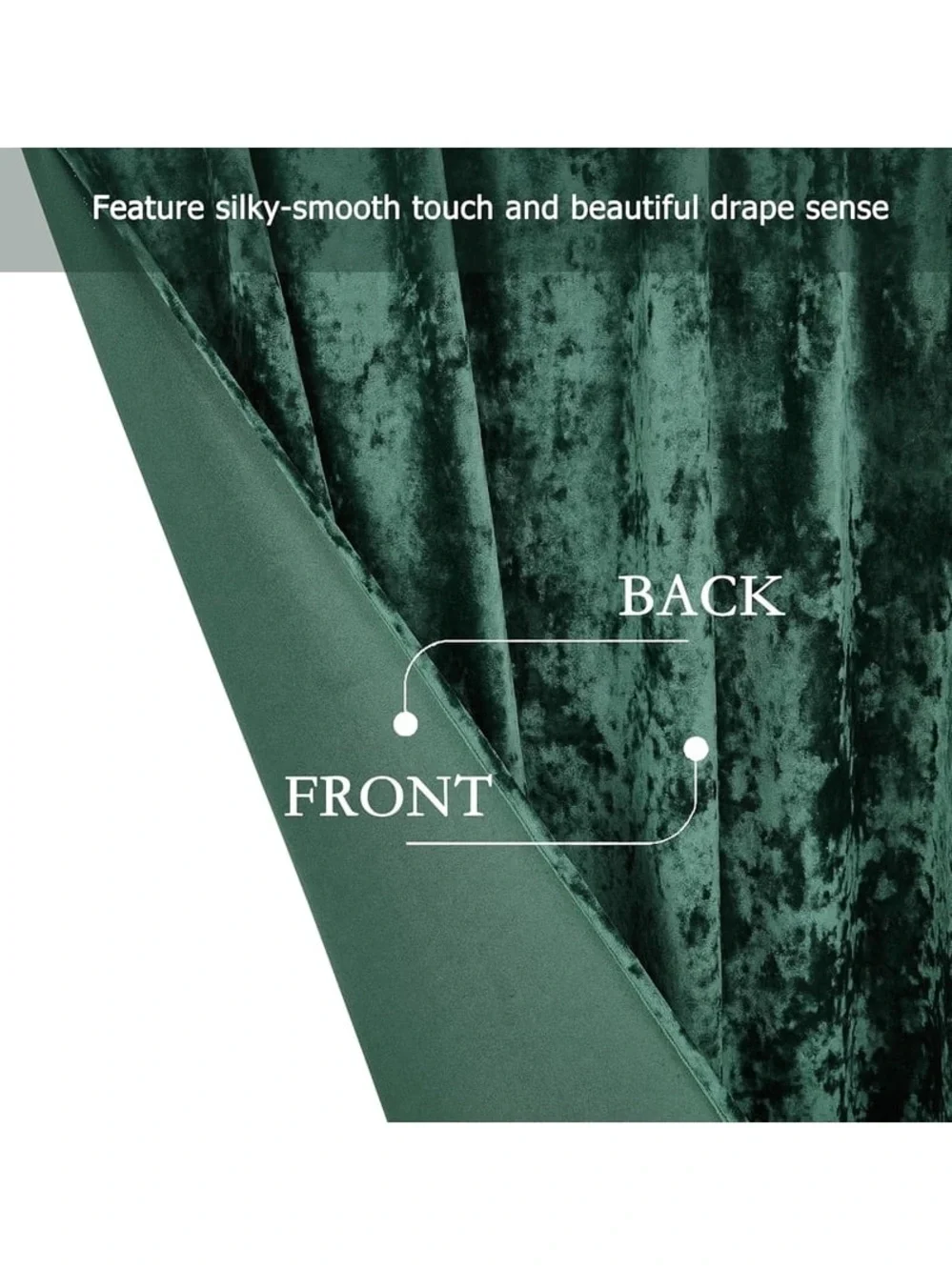 Emerald Green Velvet Curtain Panel set 50x84in